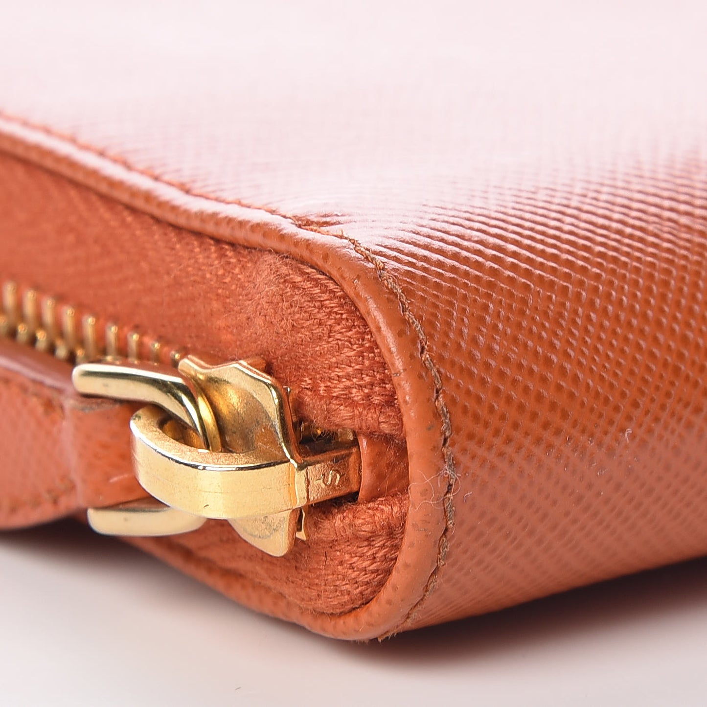 Saffiano Metal Zip Around Wallet Papaya
