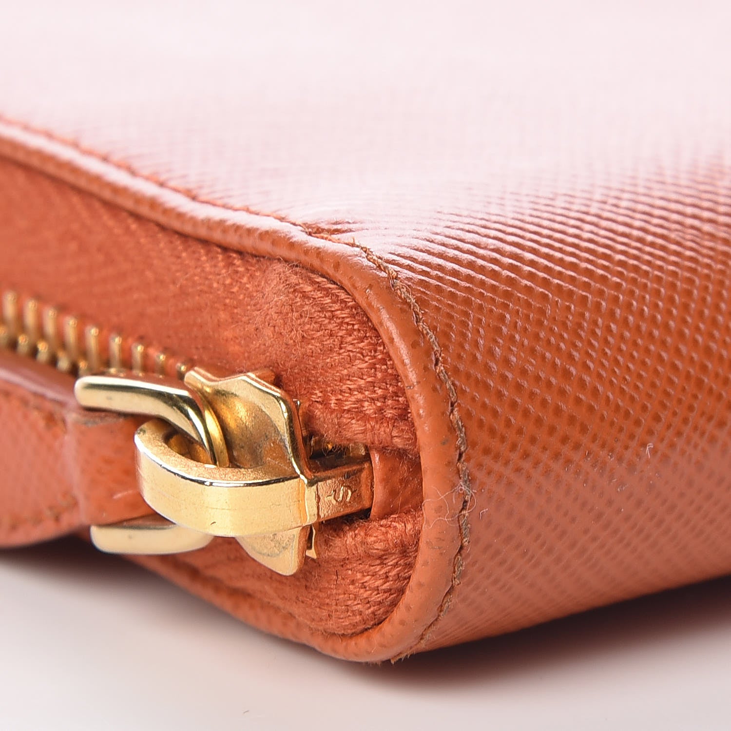Prada Saffiano Metal Zip Around Wallet Papaya 5 of 10