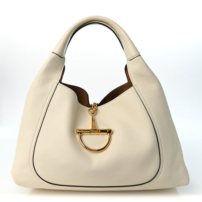 Gucci Grained Calfskin Softbit Maxi Shoulder Bag Dusty White 1 of 11