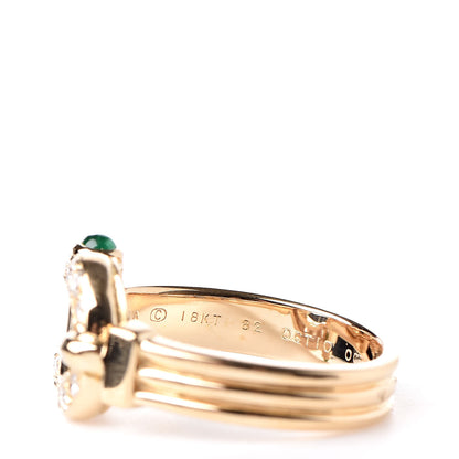 Van Cleef & Arpels 18K Yellow Gold Diamond Emerald Buckle Ring 49 5 6 of 6