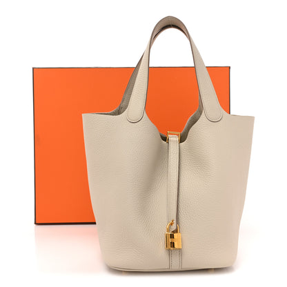 Hermes Taurillon Clemence Picotin Lock 22 MM Beton 10 of 10