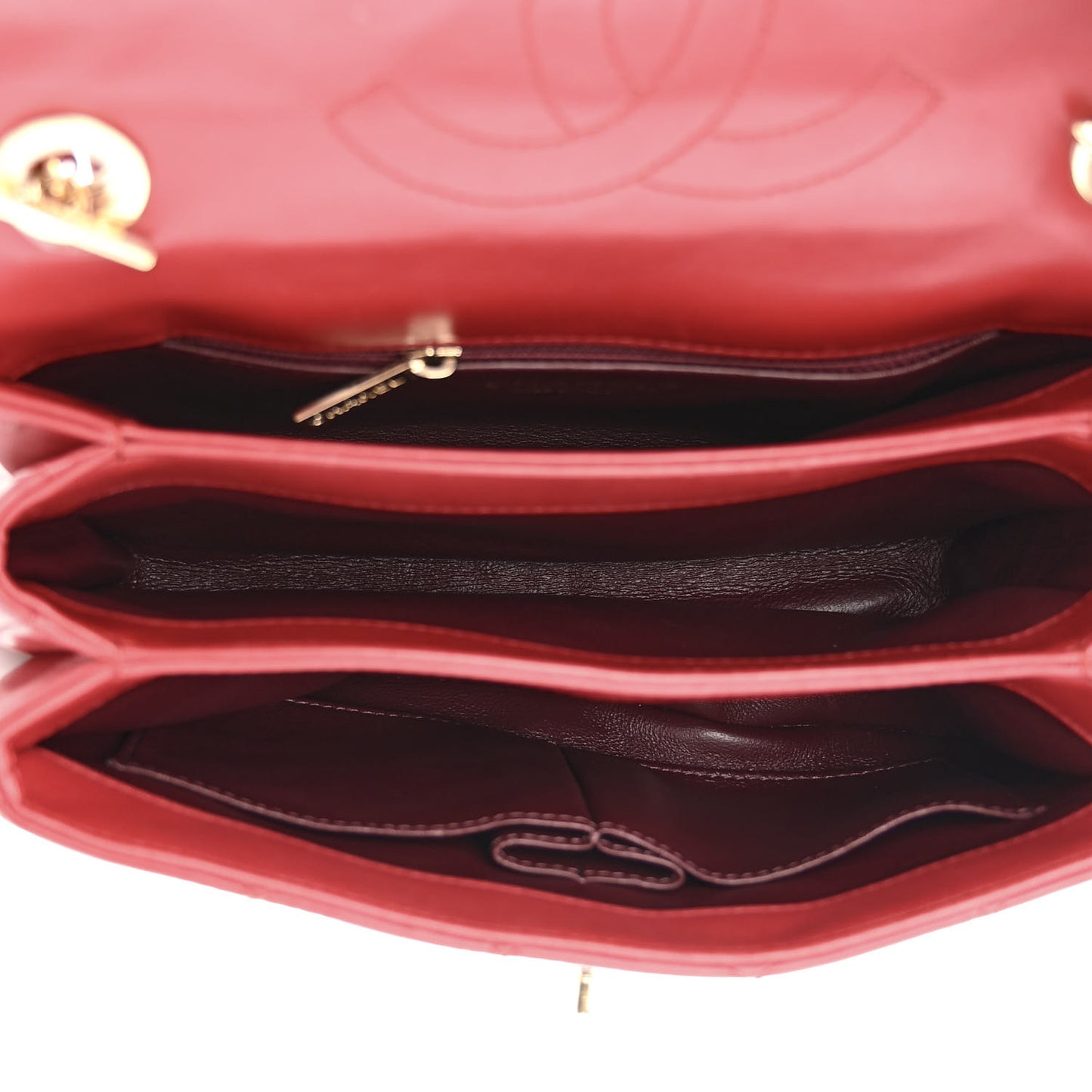 Lambskin Quilted Small Trendy CC Flap Dual Handle Bag Red