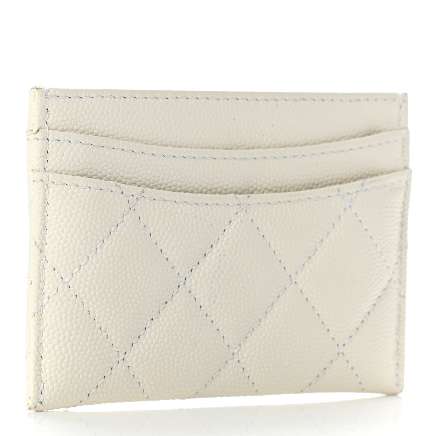 Caviar Quilted Card Holder White