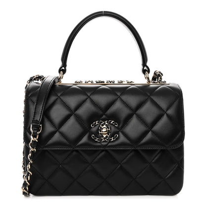 Chanel Lambskin Quilted Small Trendy CC Chain Dual Handle Flap Bag Black 1 of 10