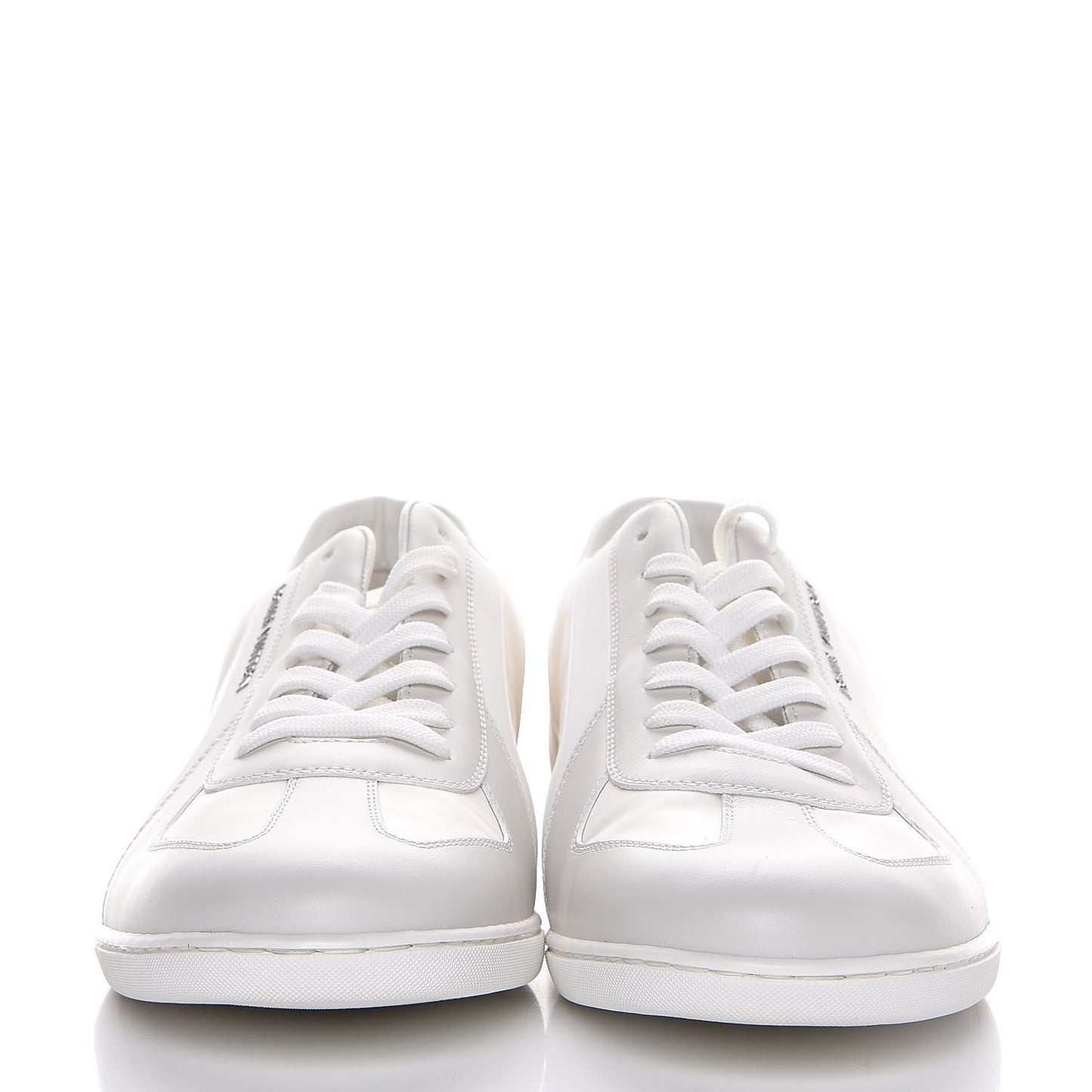 Calfskin Nylon Sneakers 8.5 White