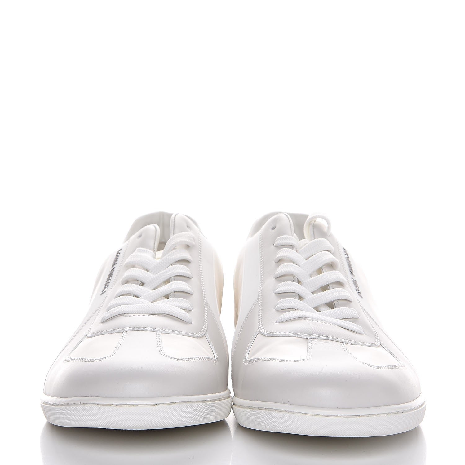 Louis Vuitton Calfskin Nylon Sneakers 8.5 White 2 of 7