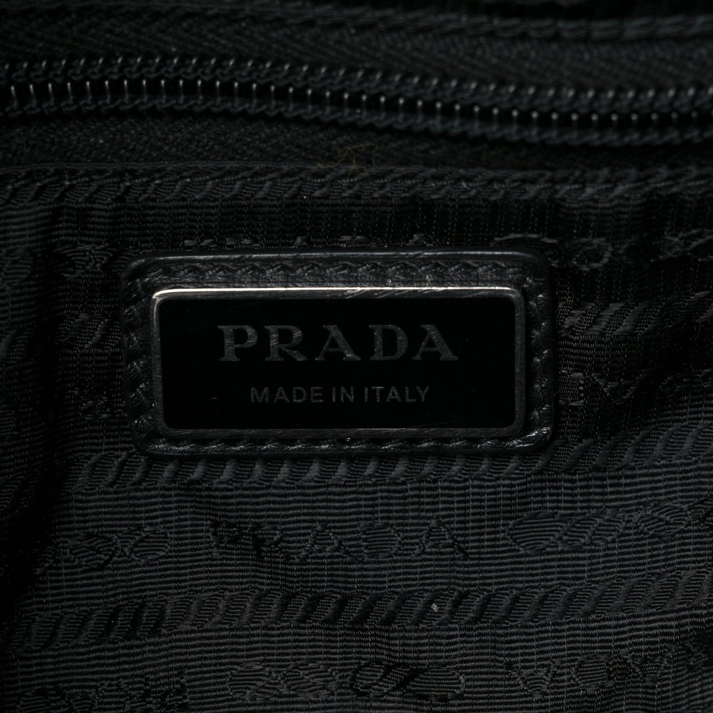 Re-Nylon Vitello Metal Triangle Logo Sling Backpack Black