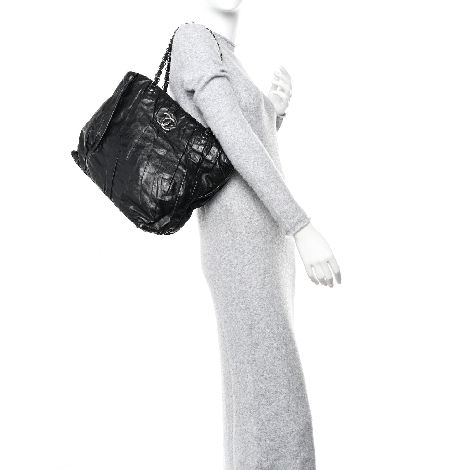 Chanel Glazed Calfskin Large Twisted Tote Black 2 of 10