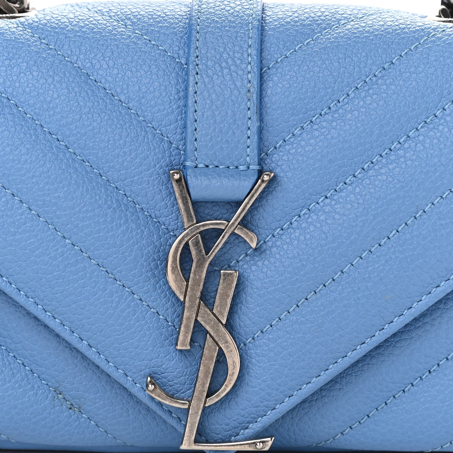 Grained Calfskin Matelasse Monogram Classic Baby Chain Bag Blue