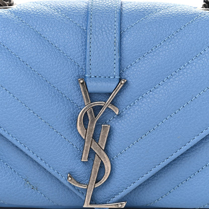 Saint Laurent Grained Calfskin Matelasse Monogram Classic Baby Chain Bag Blue 8 of 10