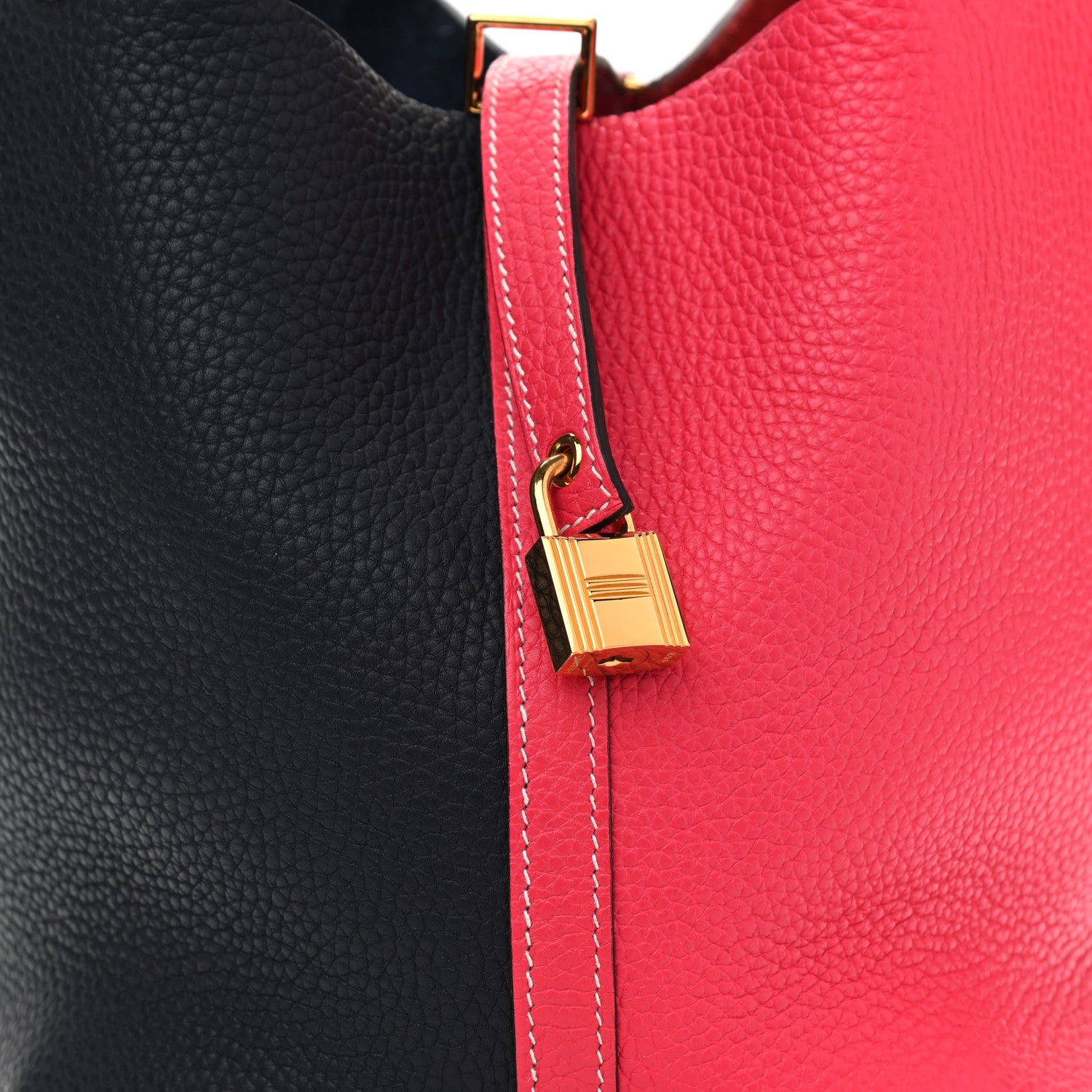 Hermes Taurillon Clemence Casaque Picotin Lock 22 MM Rose Extreme Bleu Nuit 7 of 12
