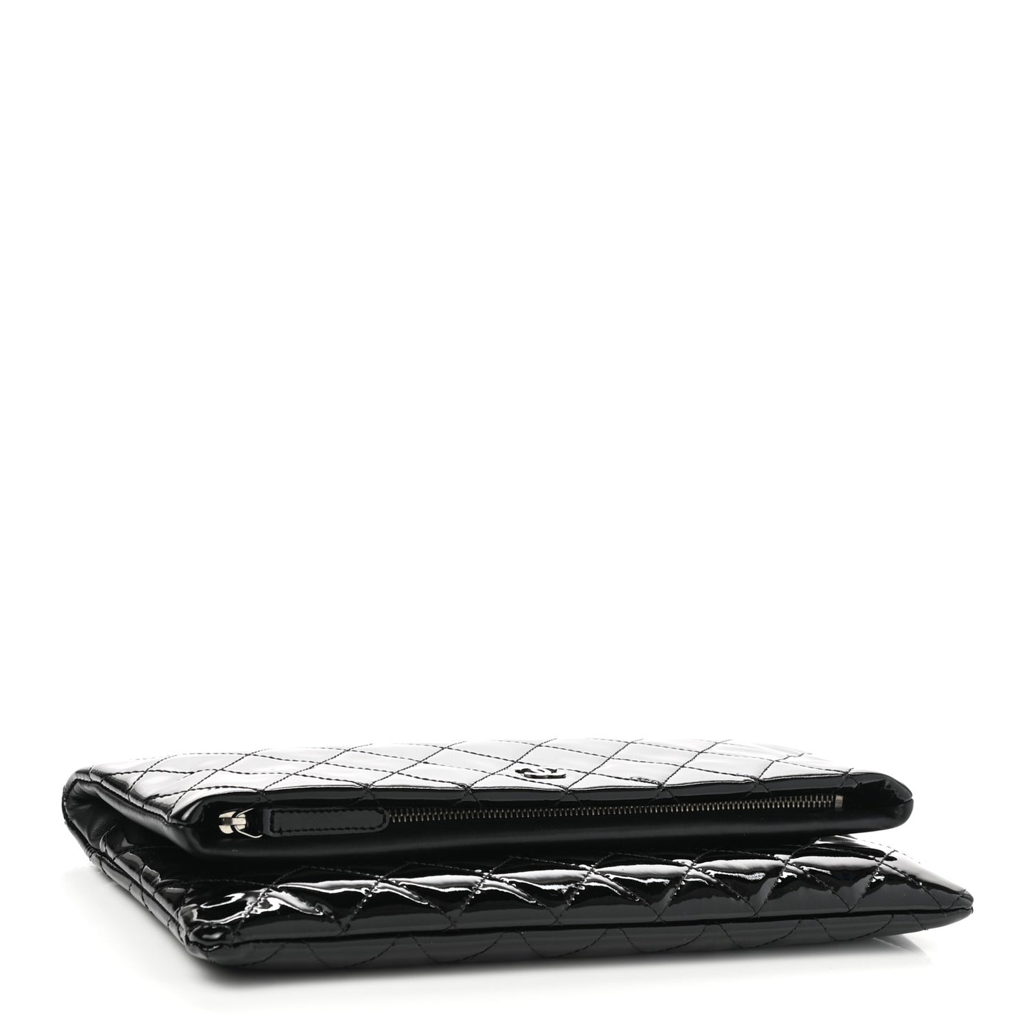 Patent Calfskin Quilted Beauty CC Clutch Black