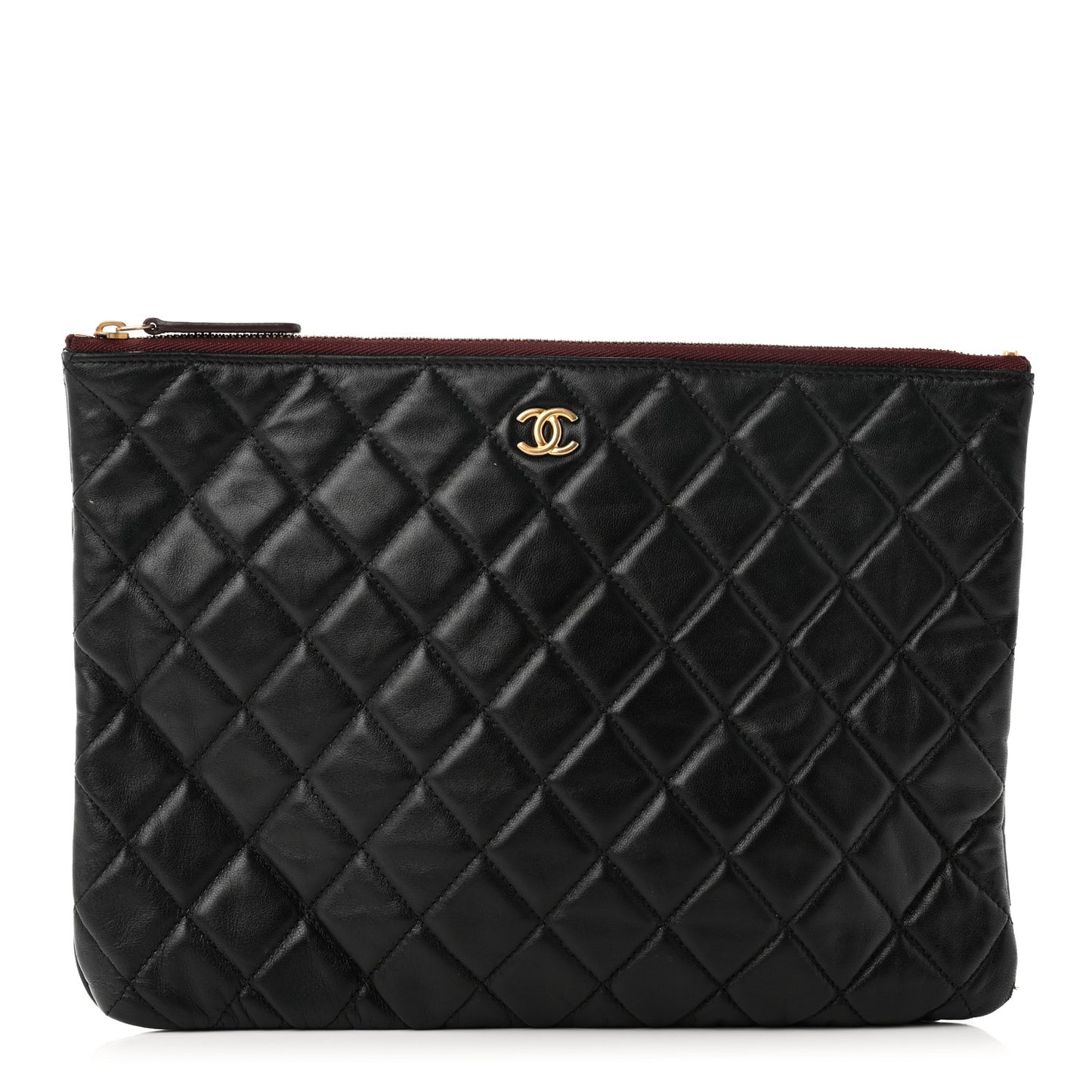 Lambskin Quilted Medium Cosmetic Case Black
