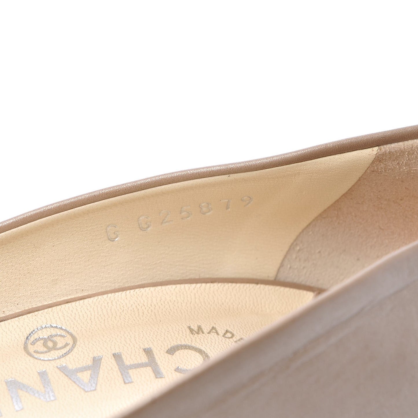 Metallic Calfskin CC Peep Toe Pumps 36.5 Beige
