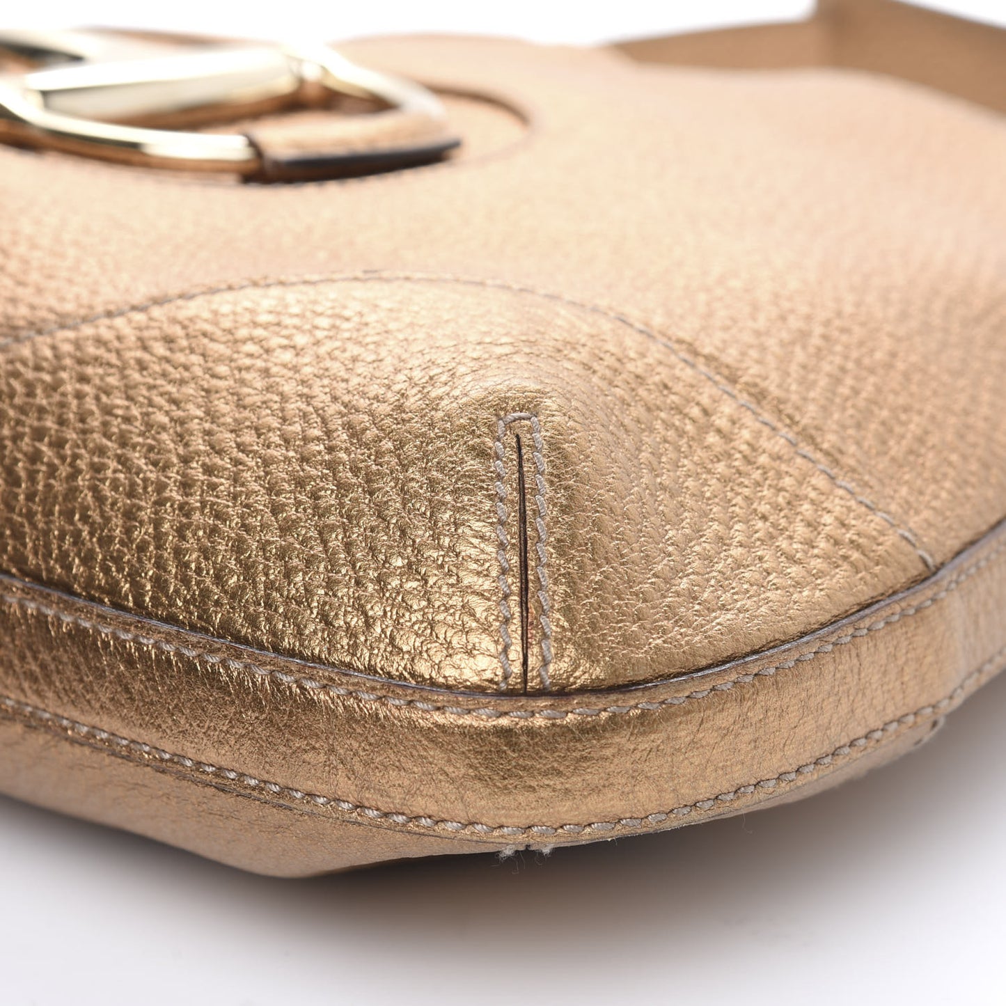 Metallic Pebbled Calfskin Hasler Hobo Gold