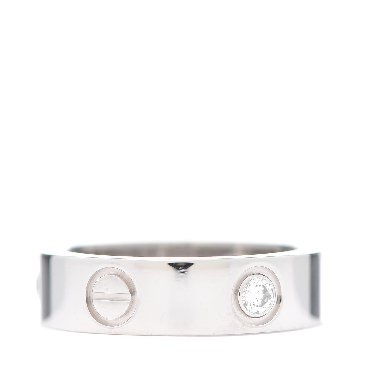 18K White Gold 3 Diamond 5.5mm LOVE Ring 54 7