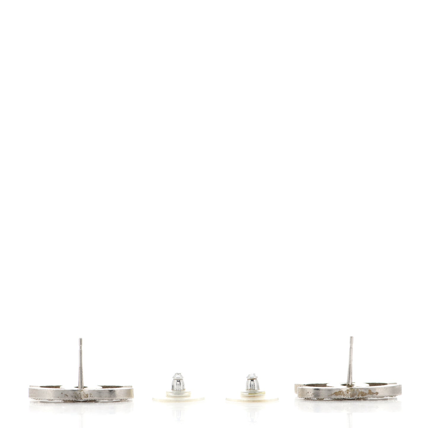 Baguette Crystal CC Earrings Silver