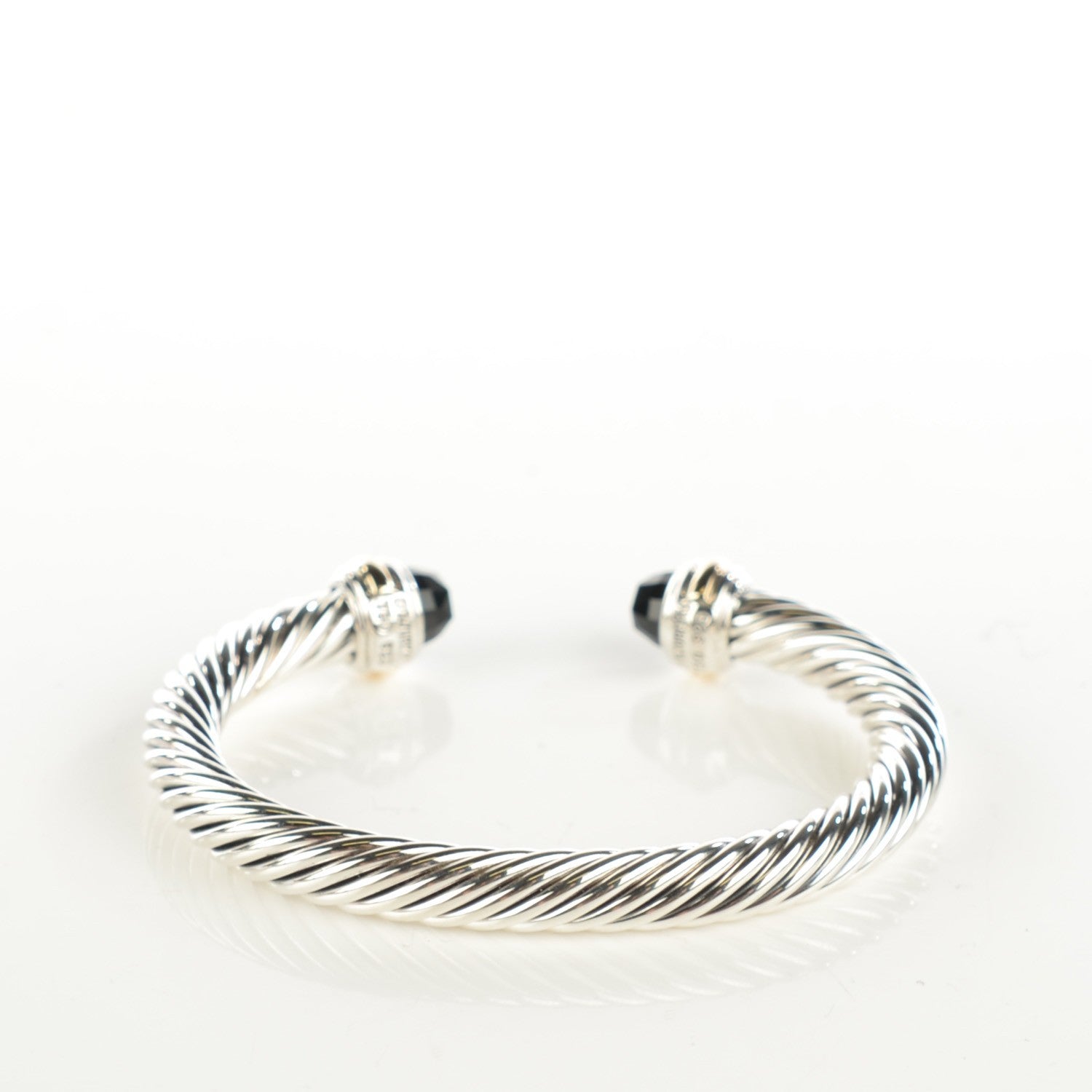 David Yurman Sterling Silver 18K Yellow Gold Black Onyx 7mm Cable Classics Bracelet 3 of 7