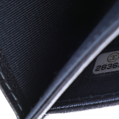 Chanel Goatskin Camellia Embossed Flap Card Holder Wallet Dark Blue 8 of 9