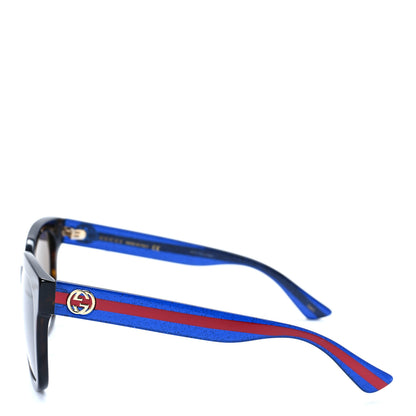 Gucci Square Frame Glitter Sunglasses GG0034SA Tortoise Blue 3 of 8