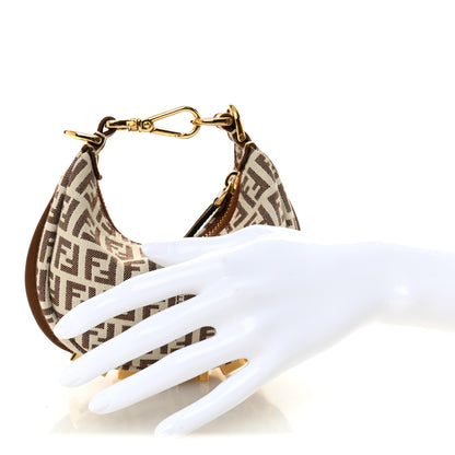 Fendi Fabric Jacquard FF 1974 Nano Fendigraphy Hobo Charm Beige 2 of 7