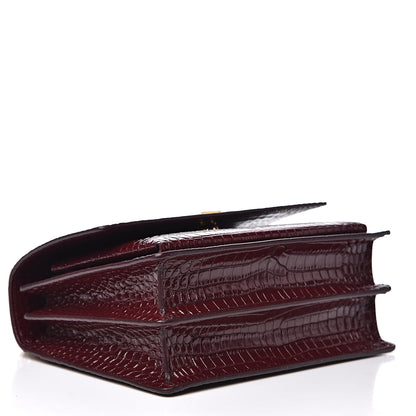 Saint Laurent Calfskin Crocodile Embossed Medium Monogram Sunset Rouge Legion 4 of 10