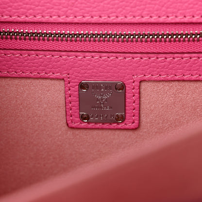 MCM Grained Calfskin Medium Patricia Satchel Sugar Pink 7 of 11