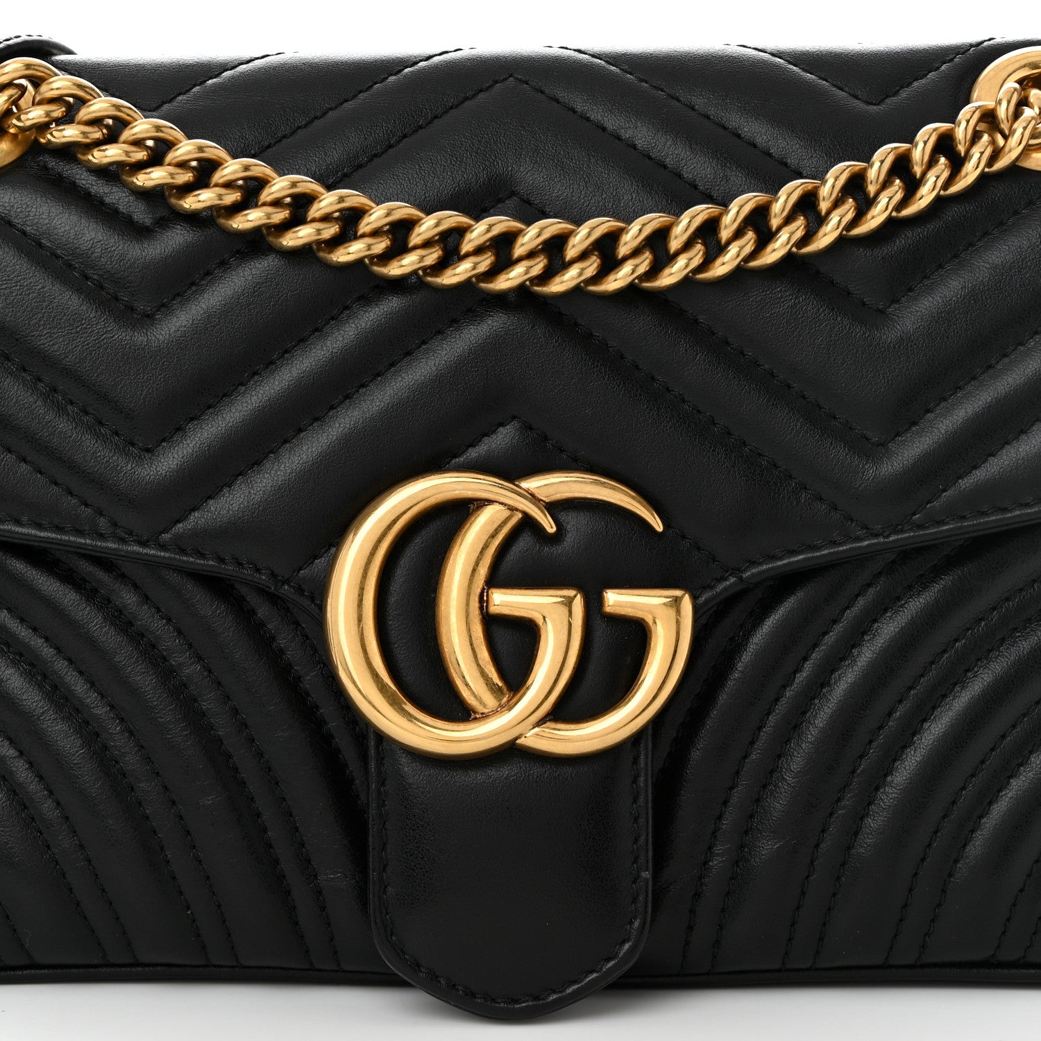 Gucci Calfskin Matelasse Small GG Marmont Shoulder Bag Black 8 of 10