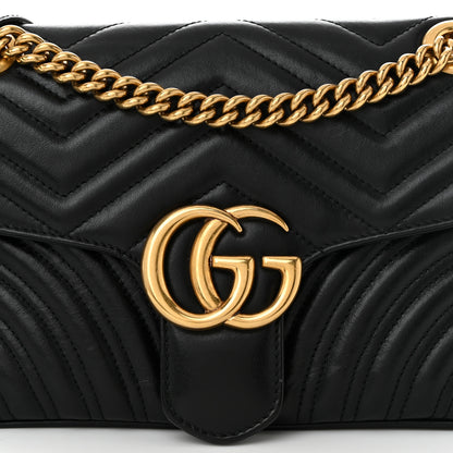 Gucci Calfskin Matelasse Small GG Marmont Shoulder Bag Black 8 of 10