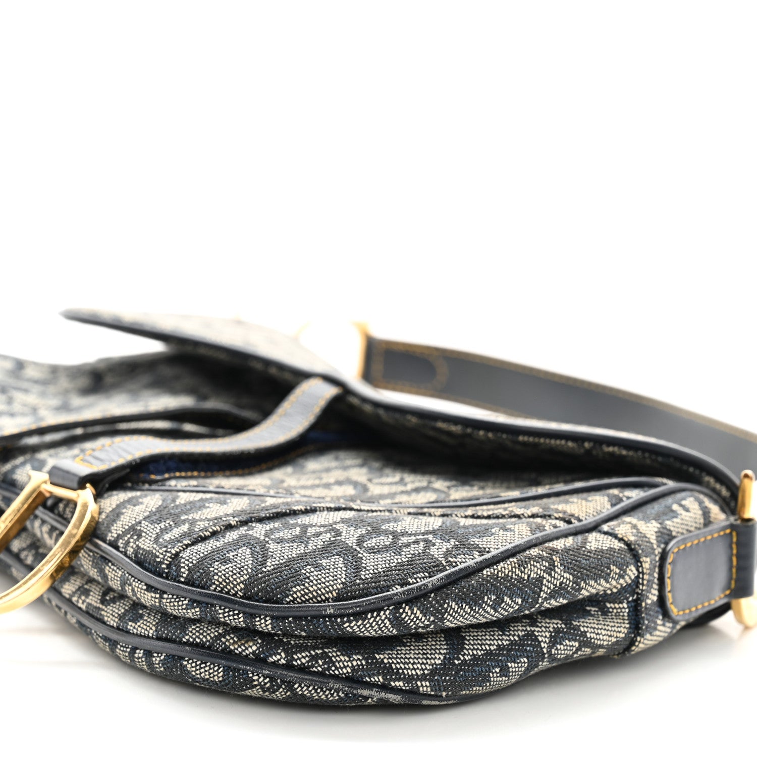 Christian Dior Monogram Double Saddle Bag Navy Blue 10 of 12