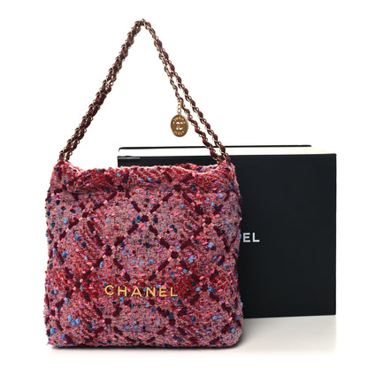 Chanel Tweed Quilted Chanel 22 Pink Burgundy 13 of 13