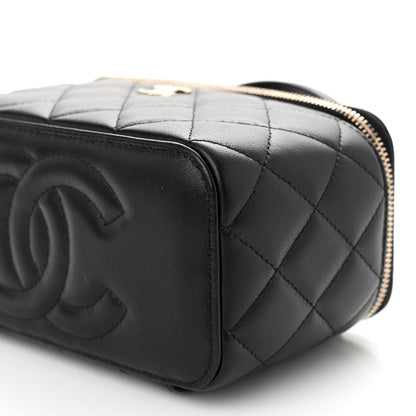 Chanel Lambskin Quilted Small Top Handle Vanity Case With Chain Black 11 of 11