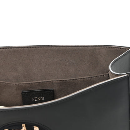 Fendi Vitello Century Raffia Snakeskin F is Fendi FF Woven Embroidered Kan I Shoulder Bag Black Natural 12 of 14