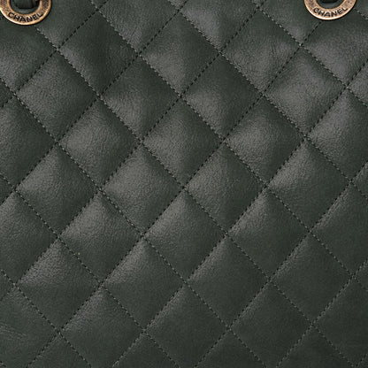 Chanel Iridescent Calfskin Quilted Happy Stitch Shopping Tote Green 10 of 15