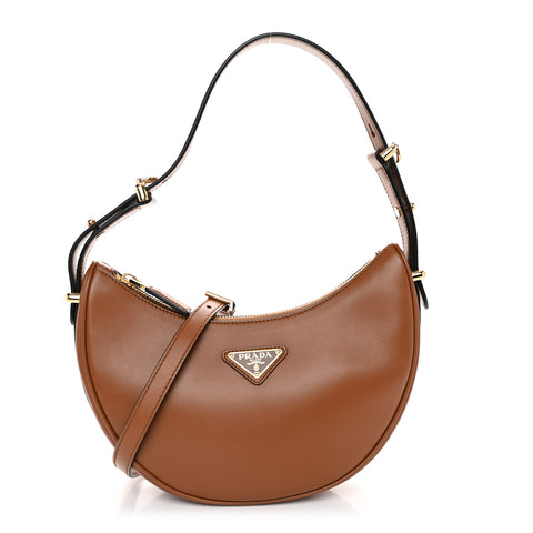 Soft Calfskin Arque Shoulder Bag Cognac