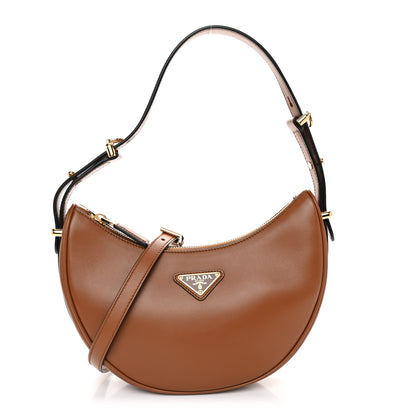 Prada Soft Calfskin Arque Shoulder Bag Cognac 1 of 10