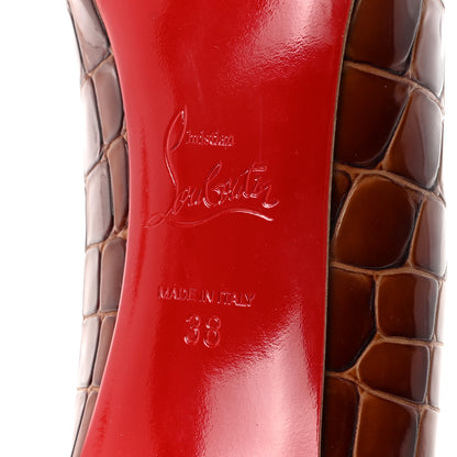 Christian Louboutin Calfskin Crocodile Embossed Kate 85 Pumps 38 Acajou 7 of 9