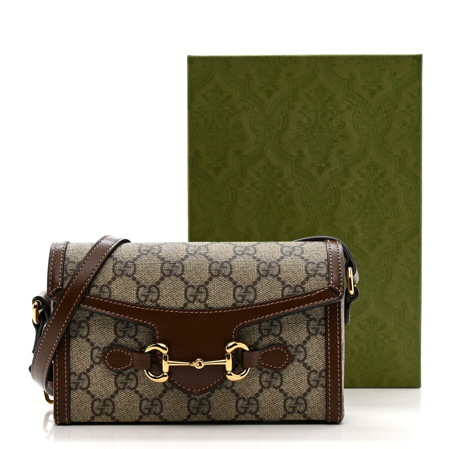 Gucci GG Supreme Monogram Mini Horsebit 1955 Shoulder Bag Beige Brown Sugar 12 of 12