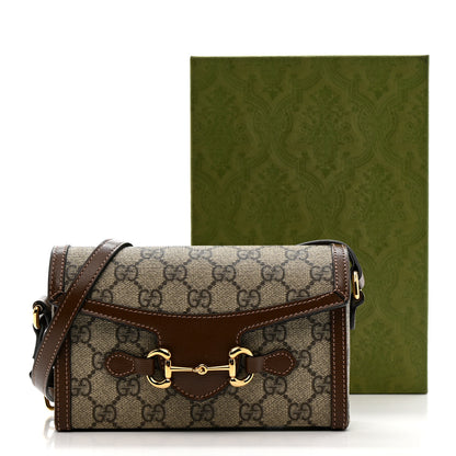 Gucci GG Supreme Monogram Mini Horsebit 1955 Shoulder Bag Beige Brown Sugar 12 of 12