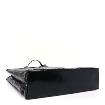 Prada Mesh Sequin Spazzolato Logo Tote Black 4 of 11