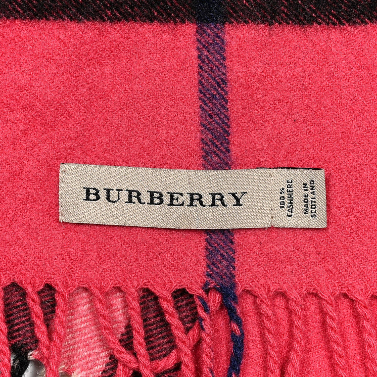 Burberry Cashmere Giant Check Fringe Scarf Pink 3 of 3