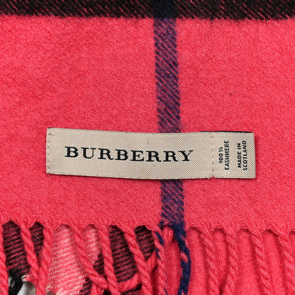 Burberry Cashmere Giant Check Fringe Scarf Pink 3 of 3