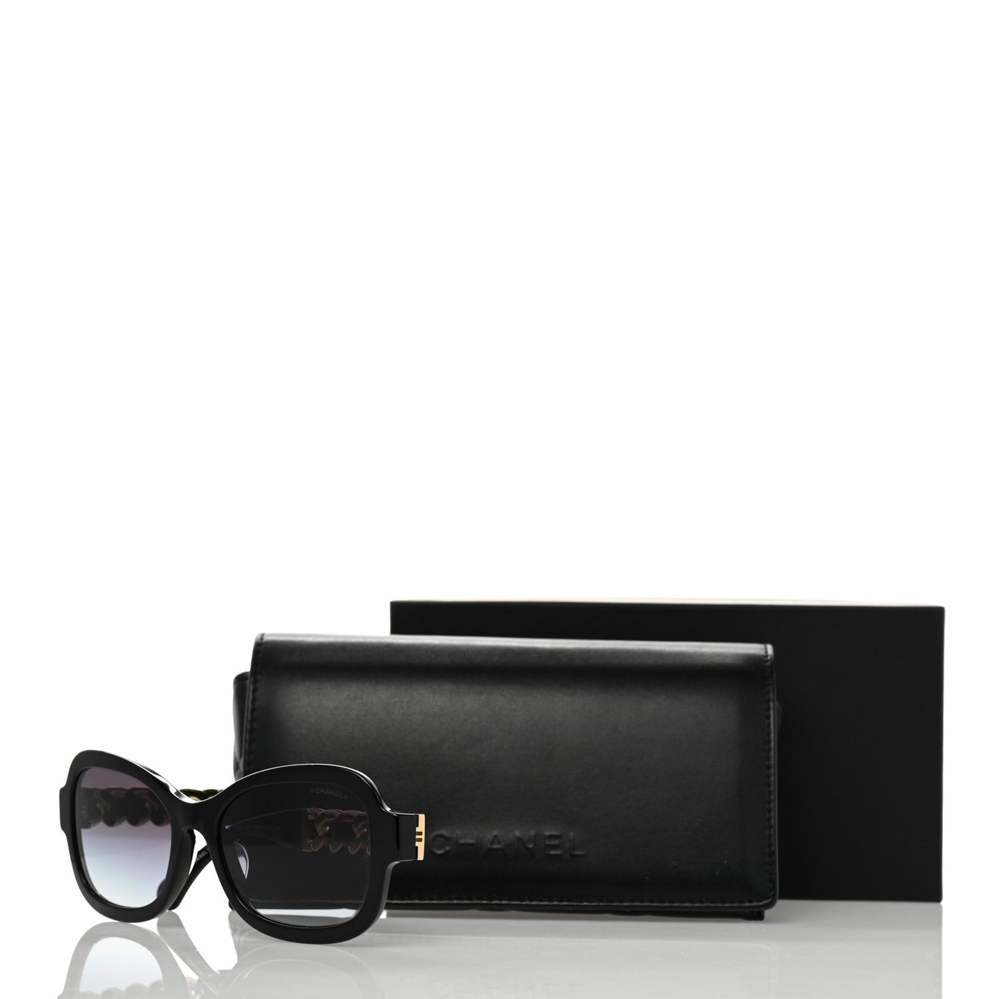 Acetate Chain Sunglasses 5465-Q-A Black