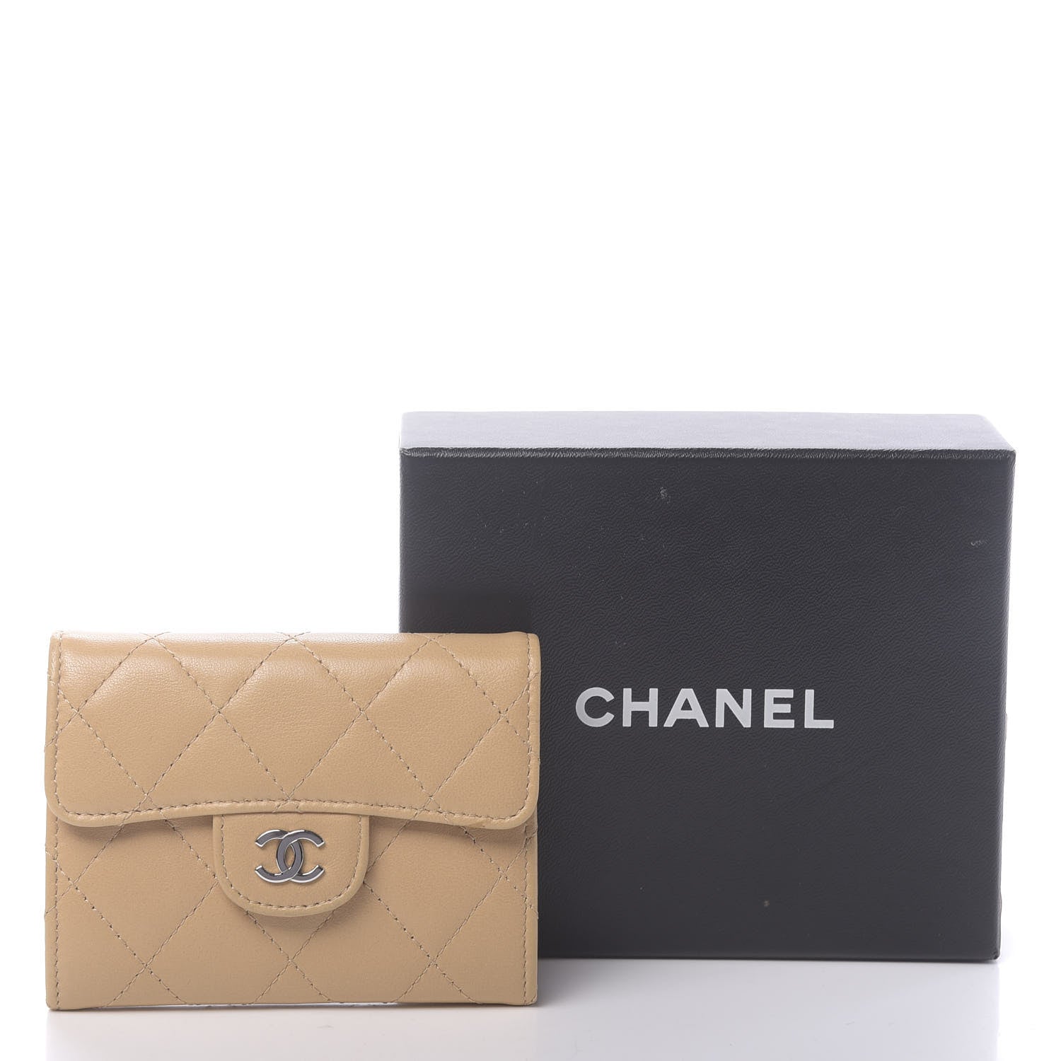 Chanel Lambskin Quilted Flap Card Holder Wallet Beige 9 of 9