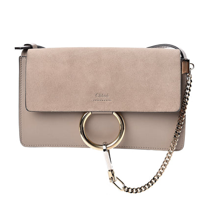 Chloe Suede Calfskin Small Faye Shoulder Bag Motty Grey 1 of 11