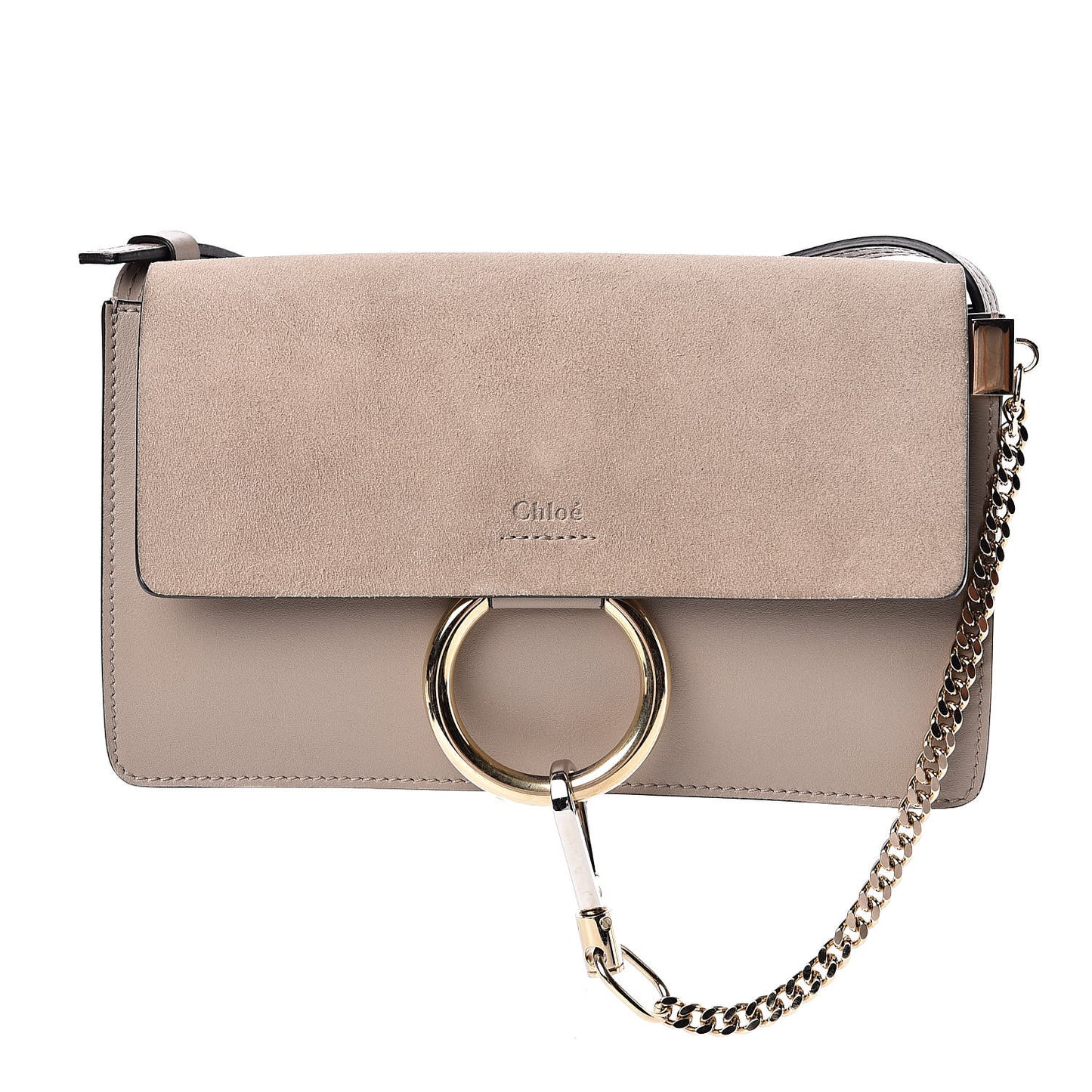 Suede Calfskin Small Faye Shoulder Bag Motty Grey