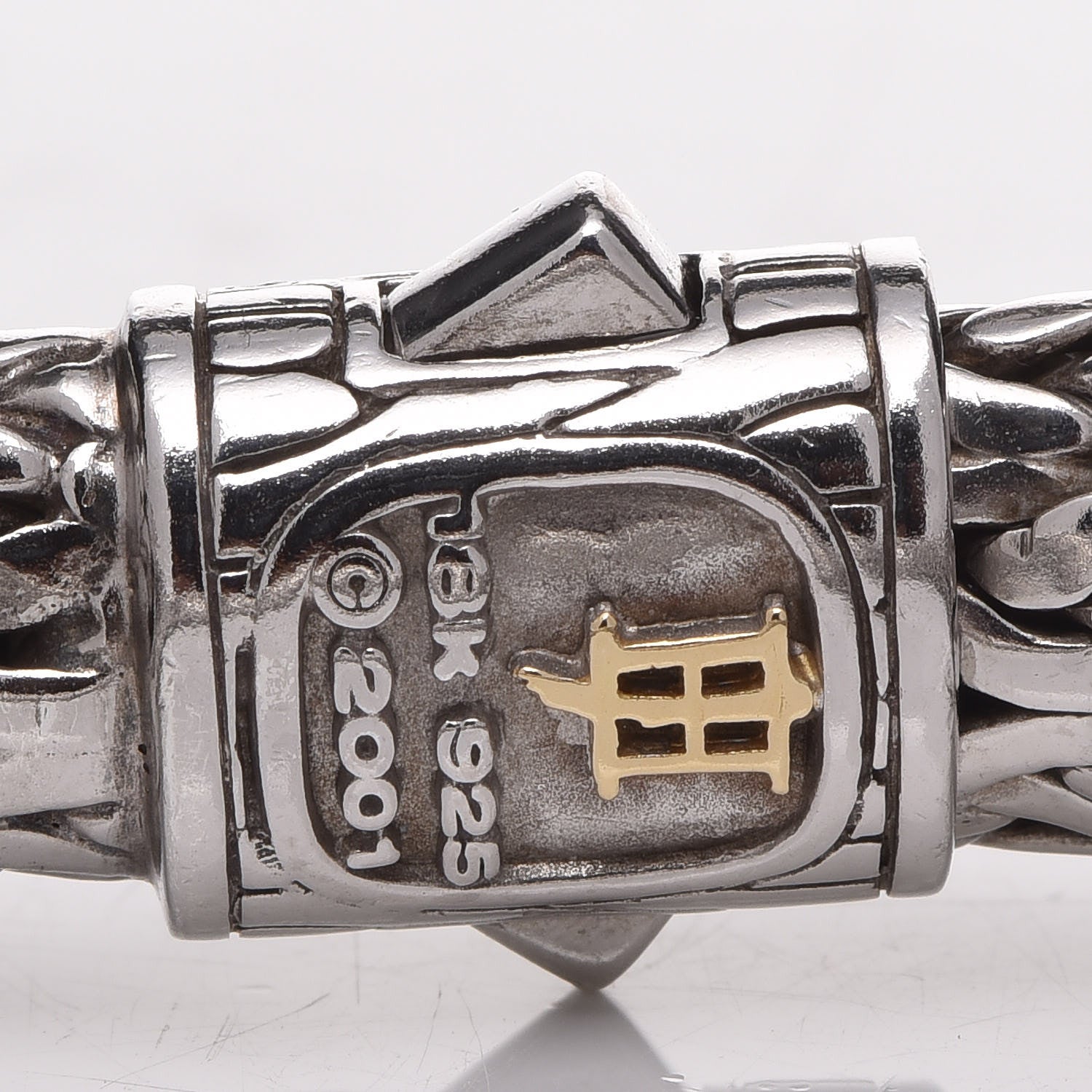 John Hardy Sterling Silver 18K Gold Diamond 11mm Classic Chain Bracelet 4 of 6