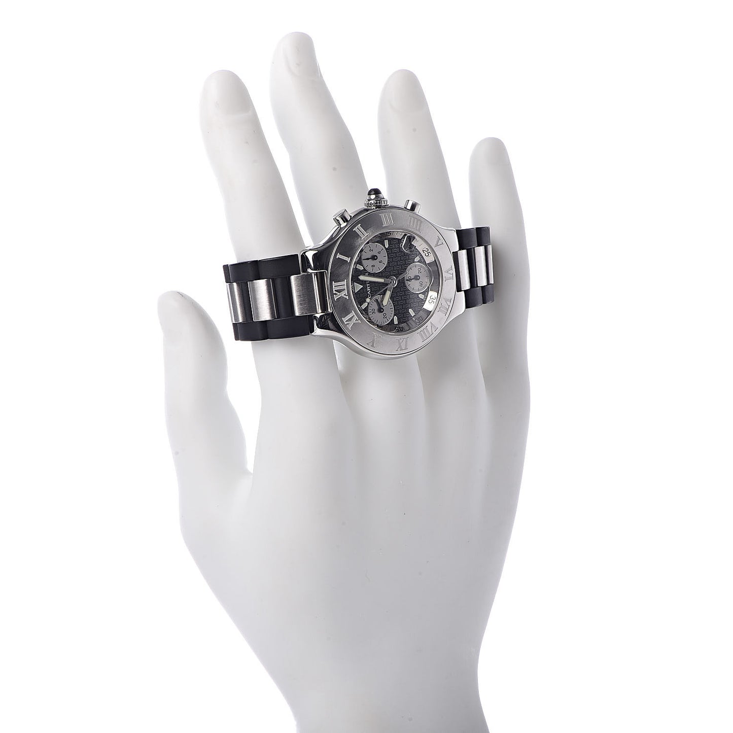 Stainless Steel Rubber 38mm Must 21 Chronoscaph Quartz Watch Black