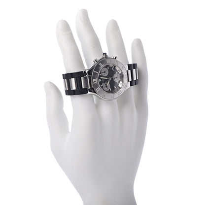 Cartier Stainless Steel Rubber 38mm Must 21 Chronoscaph Quartz Watch Black 2 of 20