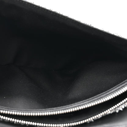 Christian Dior Tweed Saddle Crossbody Bag Black Silver 5 of 13